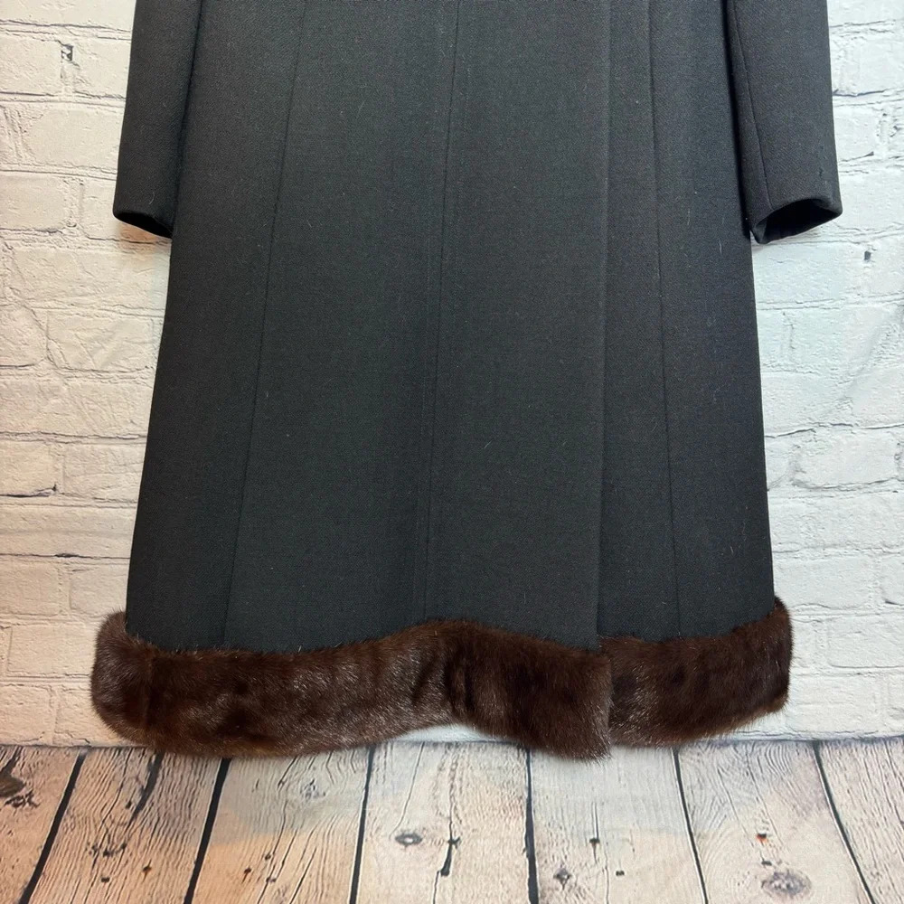Vintage John T. Shayne Stegari Women’s Virgin Wool Fur Trimmed Coat size M/L - Picture 4 of 16